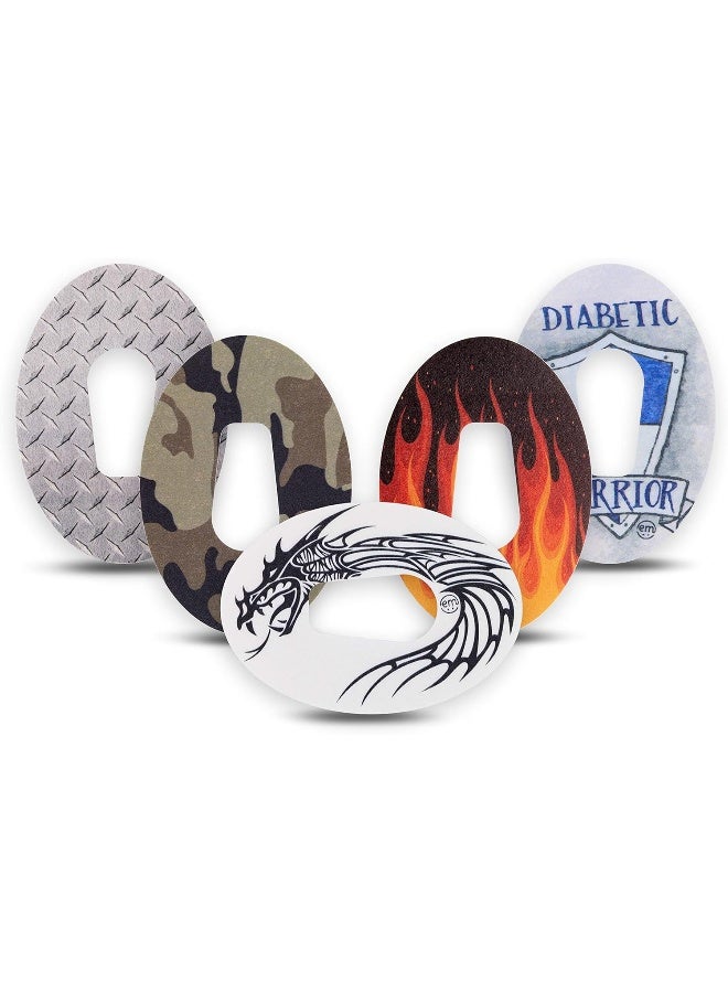 ExpressionMed - Adhesive Patch for Dexcom G6 (5-Pack) - Made in The USA, Waterproof, Split Backing, CGM Tape (Warrior Variety Pack) - Image 1
